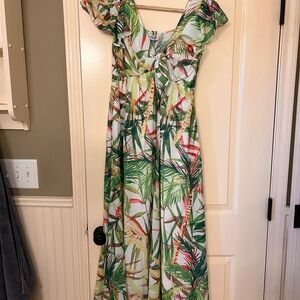 Tropical Green and Red Women's Dress